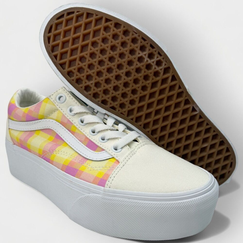 Vans Old Skool Stackform Pastel Plaid Platform Shoes Womens 7.5 - Picture 7 of 12